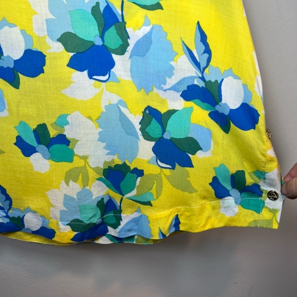 Draper James RSVP Womens Button Side Floral Tank Top Yellow Lightweight Sz Large - Picture 7 of 15